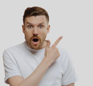 Man looking shocked and pointing